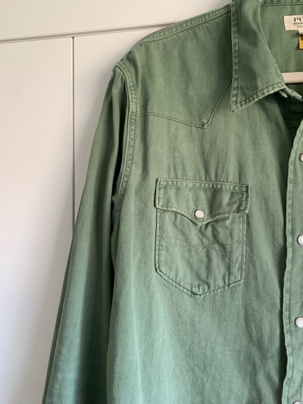 Polo Ralph Lauren Garment-Dyed Denim Western Shirt Green Size XL - Picture 4 of 7